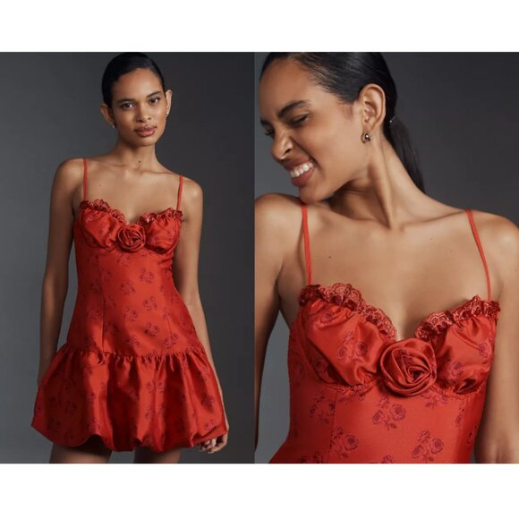 For Love & Lemons Annika Mini Dress NWT in Red Small - Picture 2 of 16